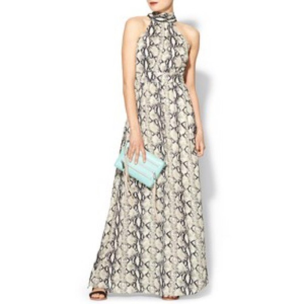 SOLD 🔥 Snakeskin Print Maxi High Neck Maxi Dress